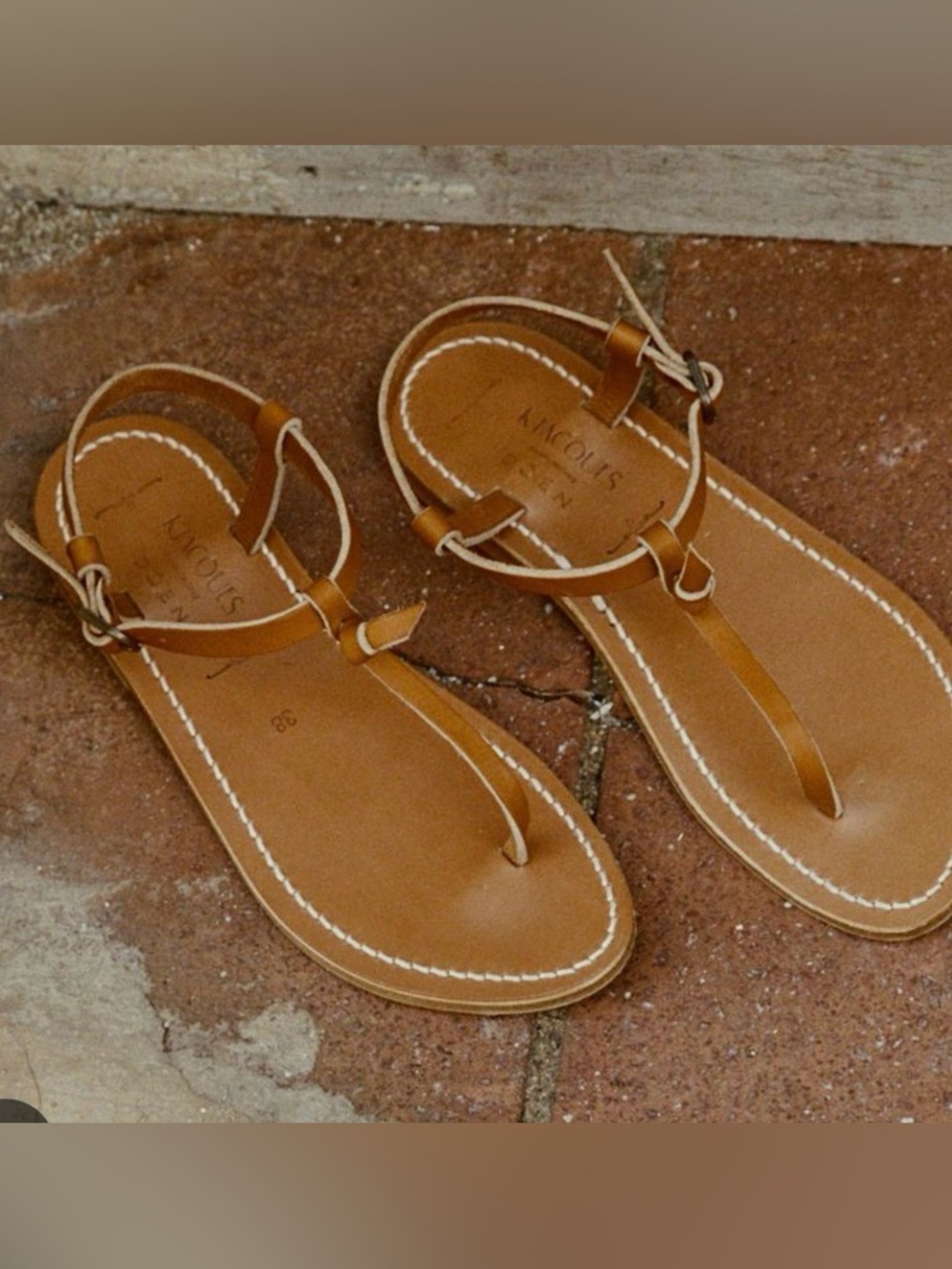 K.Jacques x Doen Tan Leather T-Strap Cote Sandal